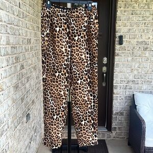 Express High Rise cheetah leopard Ankle Pants Size 4R with Cuff
